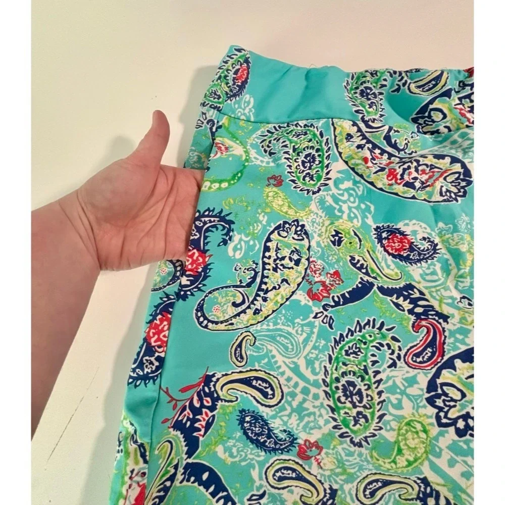 Aryeh Paisley Print Skort Aqua Paisley Sz L Tennis Pickleball Resort Beach - Picture 2 of 13